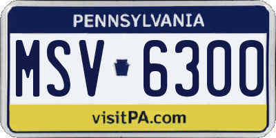 PA license plate MSV6300