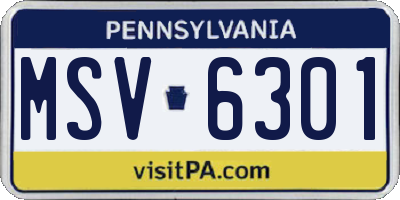 PA license plate MSV6301