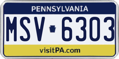 PA license plate MSV6303