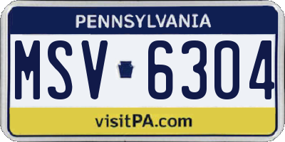 PA license plate MSV6304