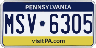 PA license plate MSV6305