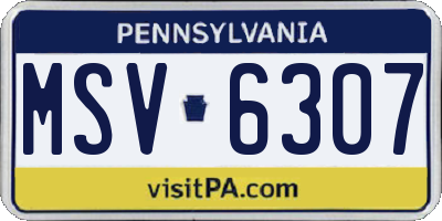 PA license plate MSV6307
