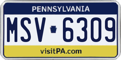 PA license plate MSV6309
