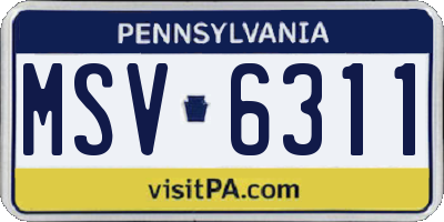 PA license plate MSV6311