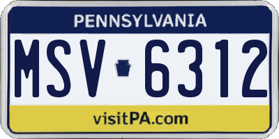 PA license plate MSV6312