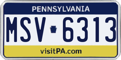 PA license plate MSV6313