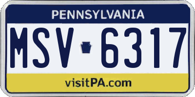 PA license plate MSV6317