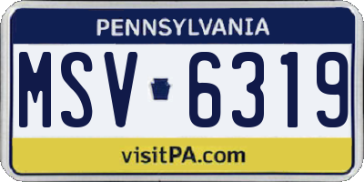 PA license plate MSV6319