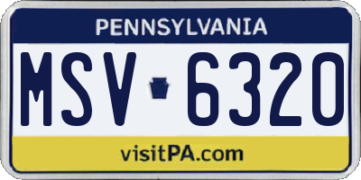 PA license plate MSV6320
