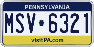 PA license plate MSV6321
