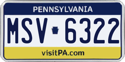 PA license plate MSV6322
