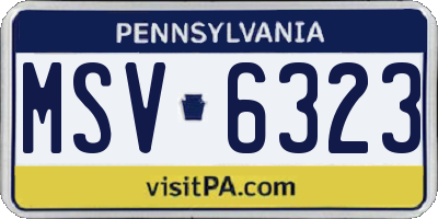 PA license plate MSV6323