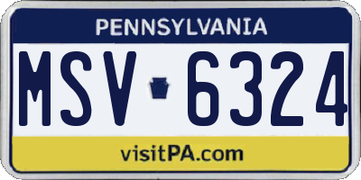 PA license plate MSV6324
