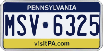 PA license plate MSV6325