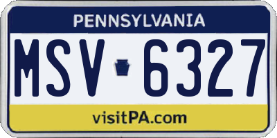 PA license plate MSV6327