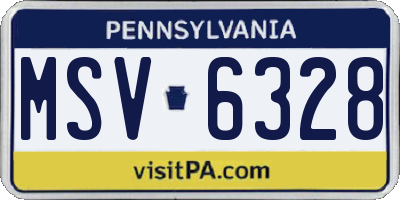 PA license plate MSV6328