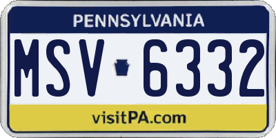 PA license plate MSV6332
