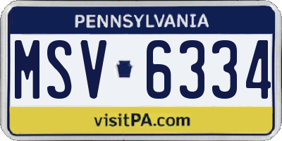 PA license plate MSV6334