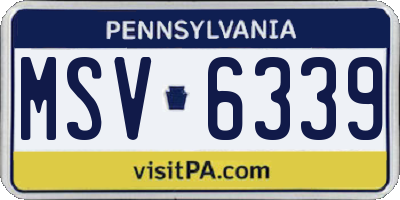 PA license plate MSV6339