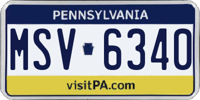 PA license plate MSV6340