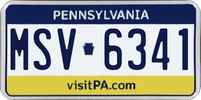 PA license plate MSV6341