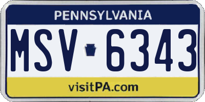 PA license plate MSV6343