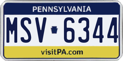 PA license plate MSV6344