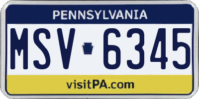 PA license plate MSV6345