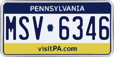 PA license plate MSV6346