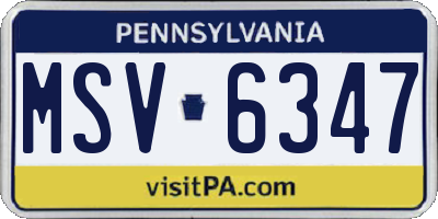 PA license plate MSV6347