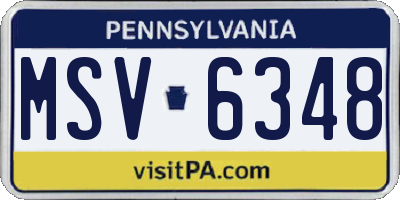 PA license plate MSV6348