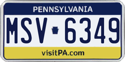 PA license plate MSV6349