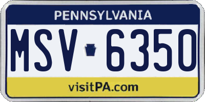 PA license plate MSV6350