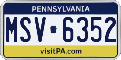PA license plate MSV6352