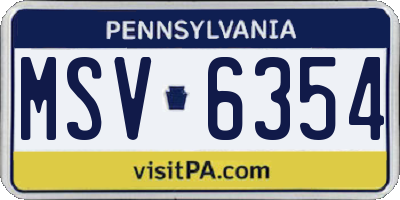PA license plate MSV6354