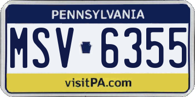 PA license plate MSV6355
