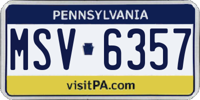 PA license plate MSV6357