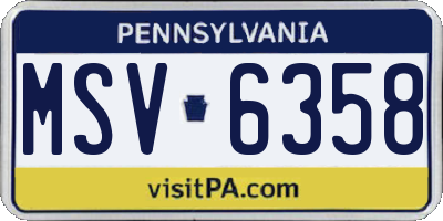 PA license plate MSV6358