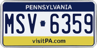 PA license plate MSV6359