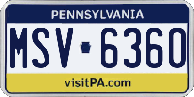 PA license plate MSV6360