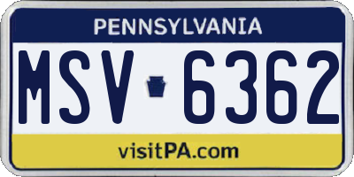 PA license plate MSV6362