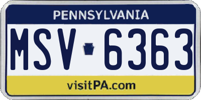 PA license plate MSV6363