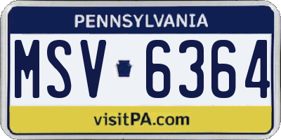 PA license plate MSV6364