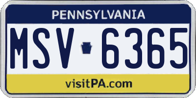 PA license plate MSV6365