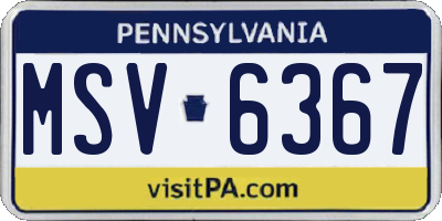 PA license plate MSV6367