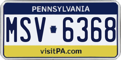 PA license plate MSV6368