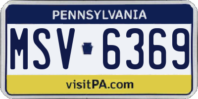 PA license plate MSV6369
