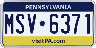 PA license plate MSV6371