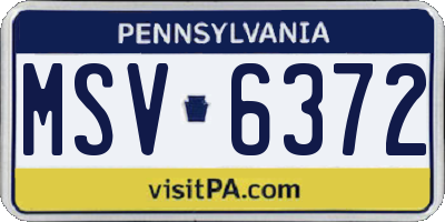 PA license plate MSV6372