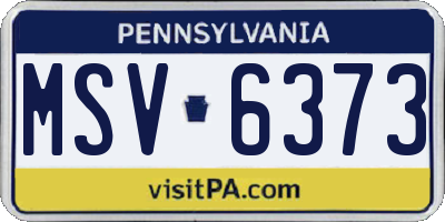 PA license plate MSV6373